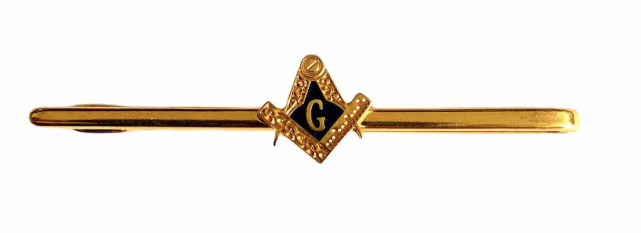 Prendedor de gravata maçonaria dourado com azul 6cmx1cm