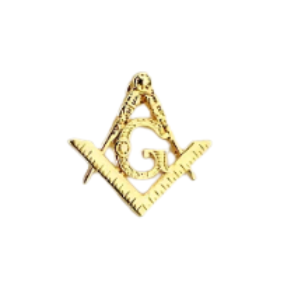 Pin maçônico esquadro e compasso vazado dourado
