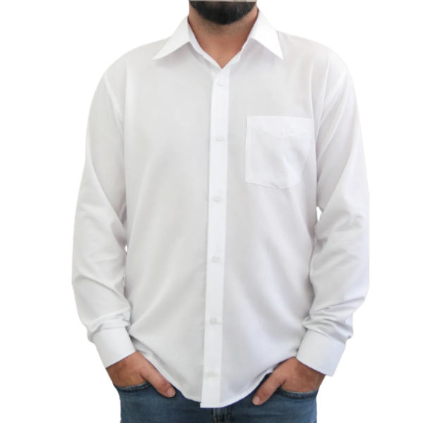 Camisa social branca tradicional manga longa